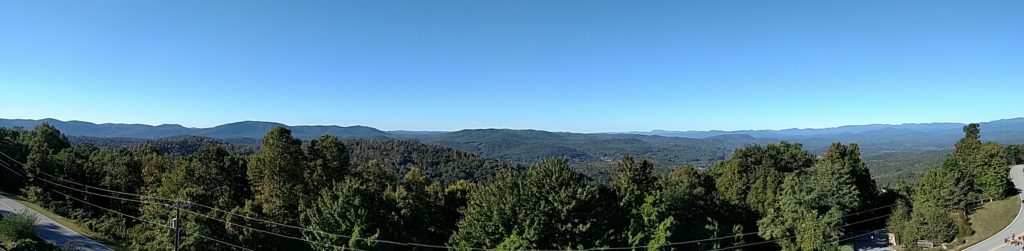 View from the Sunday service at Jump Off Rock in Laurel Park, North Carolina.